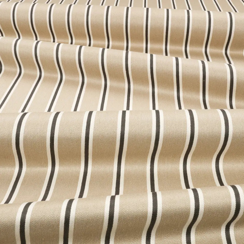 DOUBLE RIDEAUX TISSUS A RAYURE|TIVA ALMOND|BELLEVUE DECORATION - Bellevue Decoration