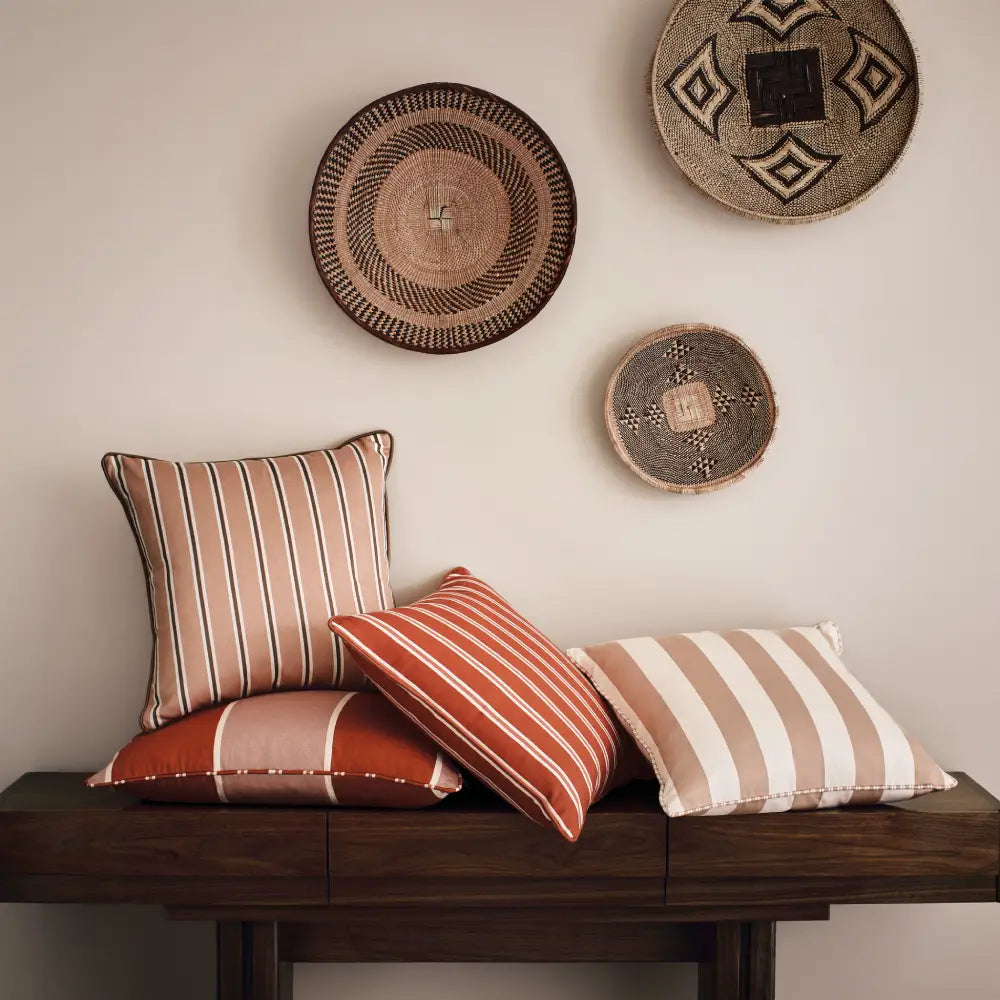 DOUBLE RIDEAUX TISSUS A RAYURE|TIVA RUSSET|BELLEVUE DECORATION - Bellevue Decoration