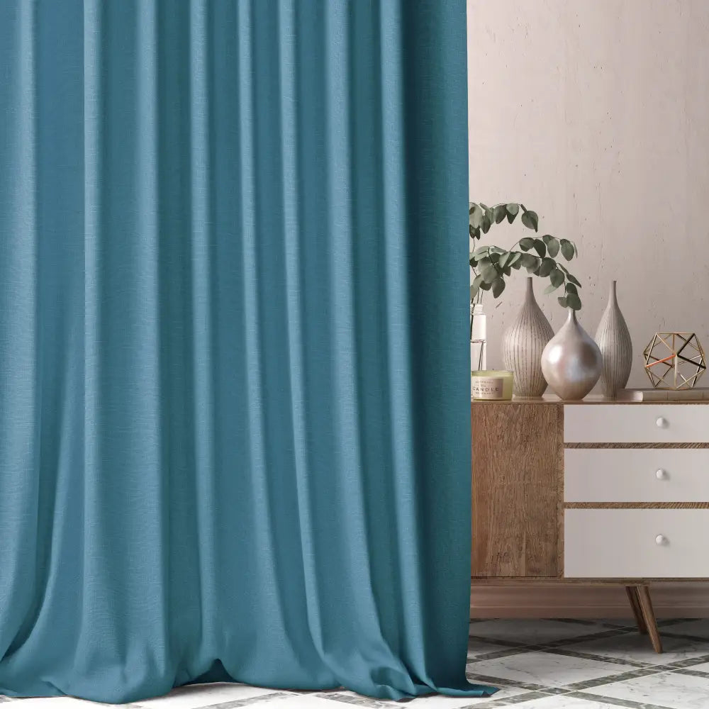 DOUBLE RIDEAUX FARO AZUL |Tissus unis|BELLEVUE DECORATION - Bellevue Decoration
