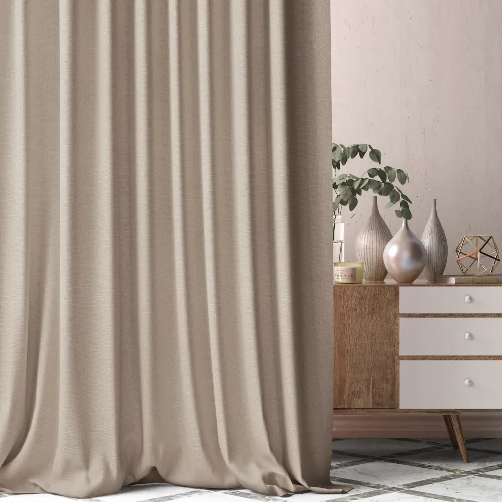 DOUBLE RIDEAUX FARO PORCINI |Tissus unis|BELLEVUE DECORATION - Bellevue Decoration