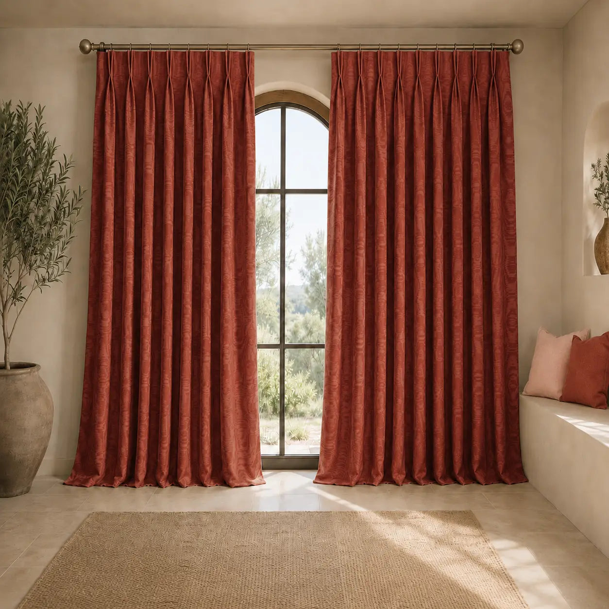 Moiré BURN ORANGE|Tissu grande largeur 300 cm|Bellevue Décoration