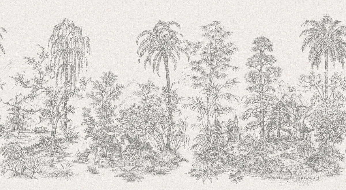 Panoramique Mandalay, coloris Blanc et noir — décor complet