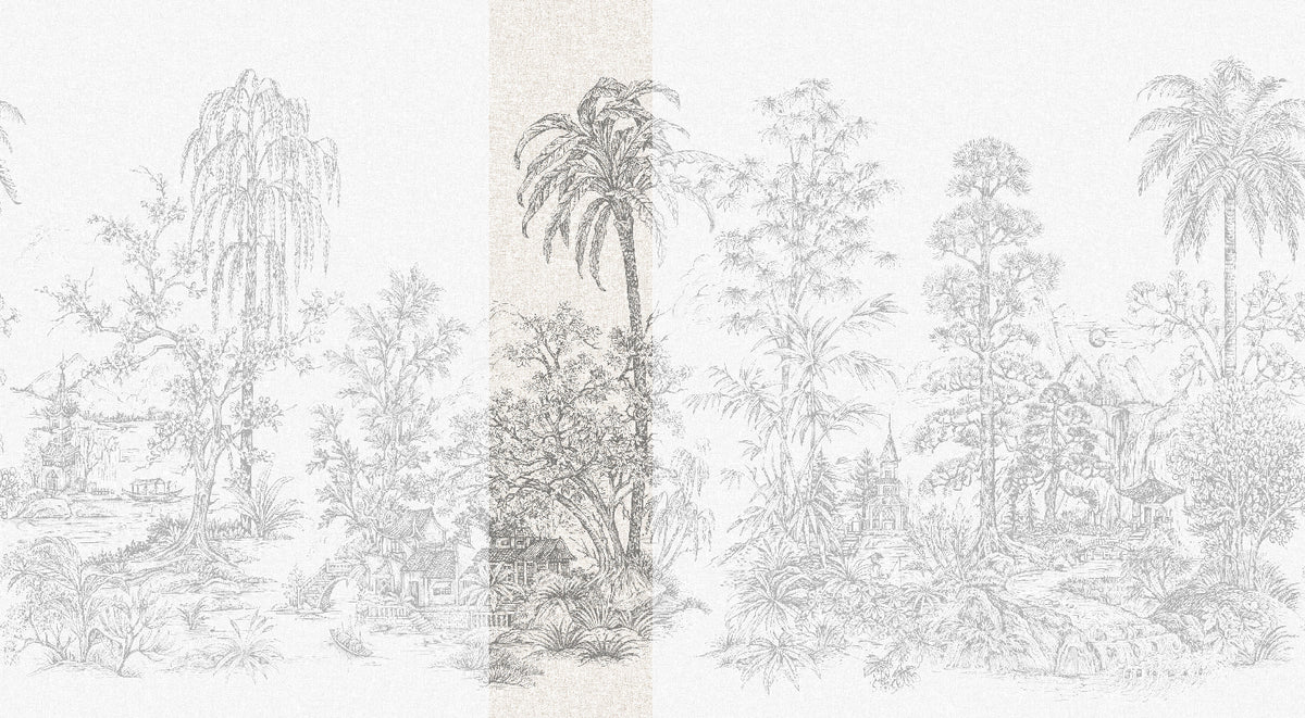Panoramique Mandalay, coloris Blanc et noir — lé 4