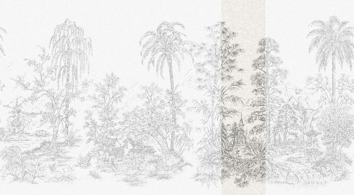 Panoramique Mandalay, coloris Blanc et noir — lé 6