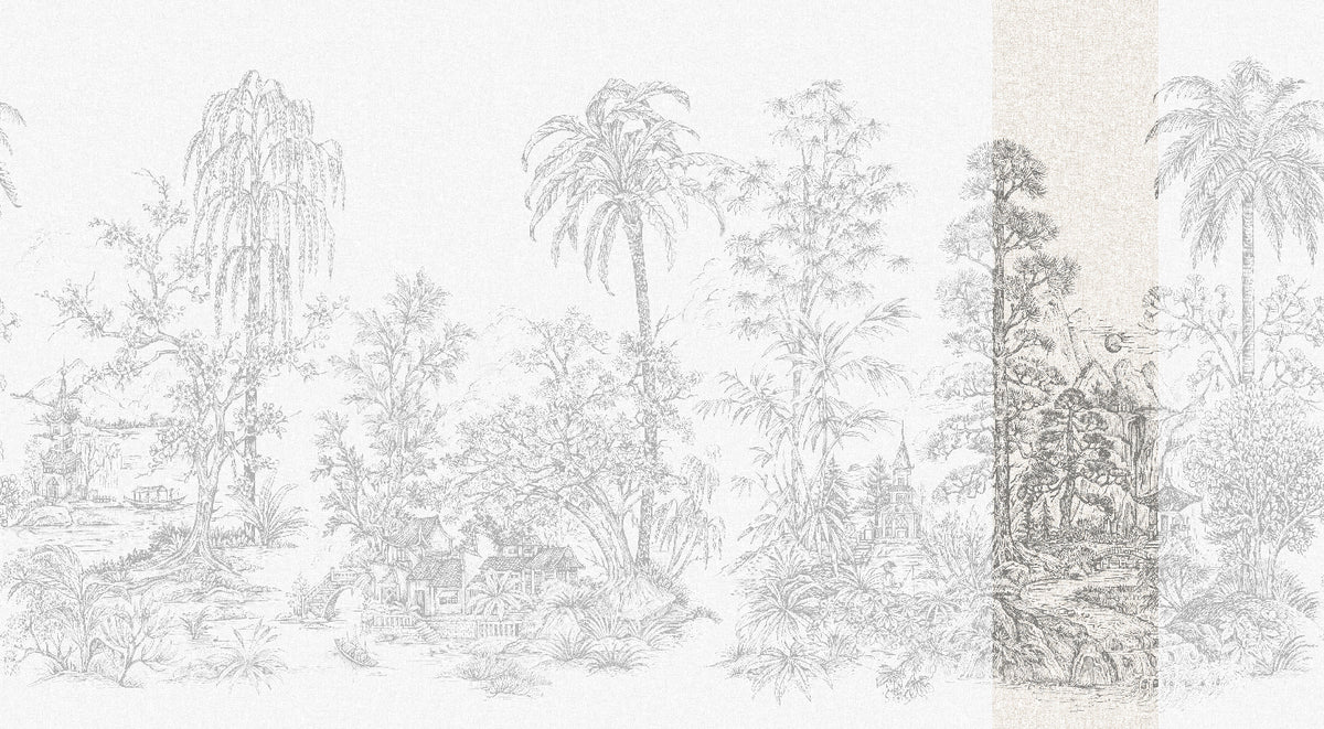 Panoramique Mandalay, coloris Blanc et noir — lé 7