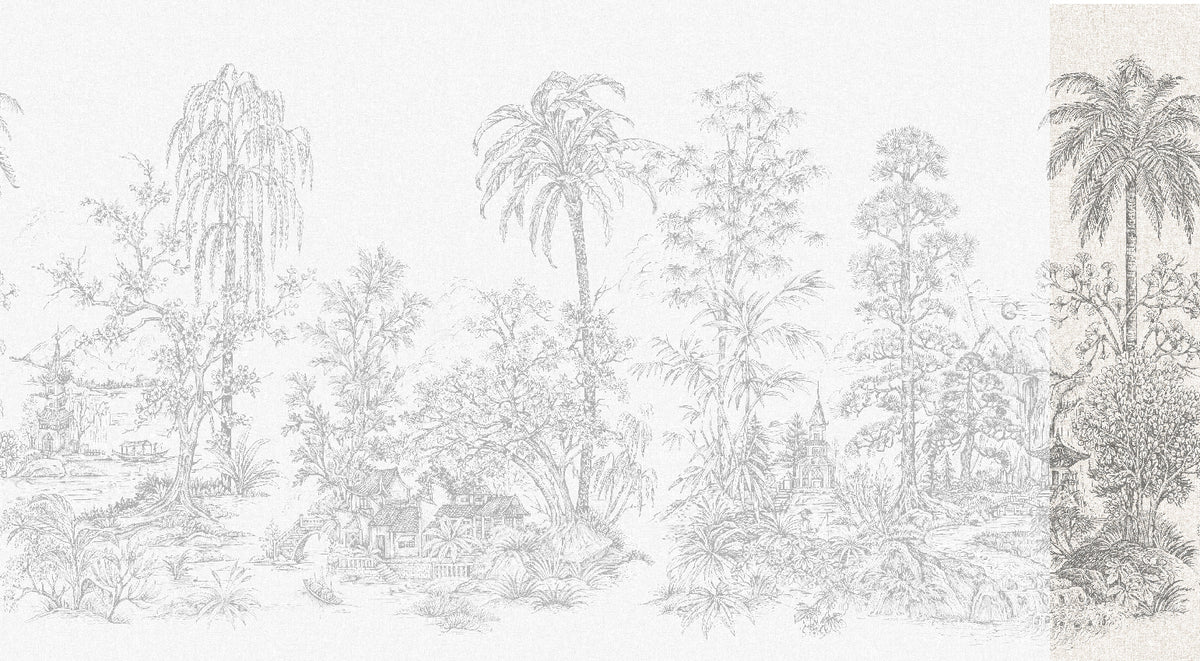 Panoramique Mandalay, coloris Blanc et noir — lé 8