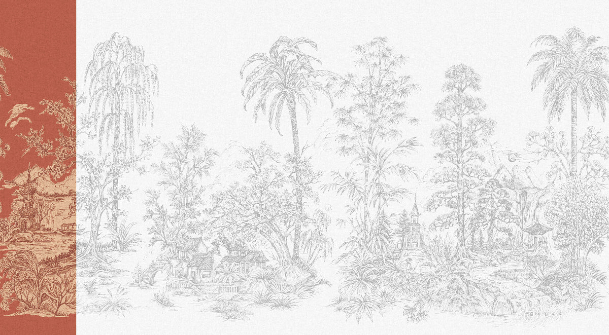 Panoramique Mandalay, coloris Corail — lé 1