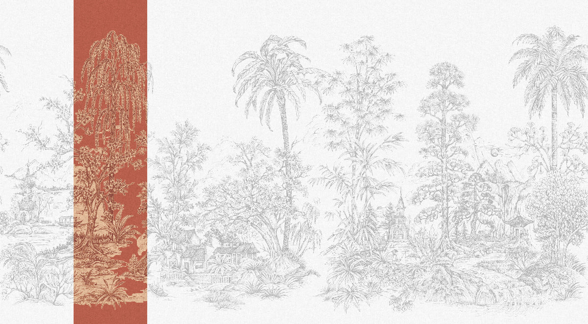 Panoramique Mandalay, coloris Corail — lé 2