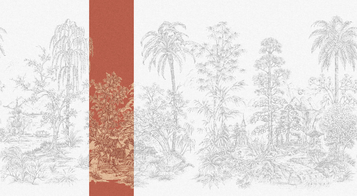 Panoramique Mandalay, coloris Corail — lé 3