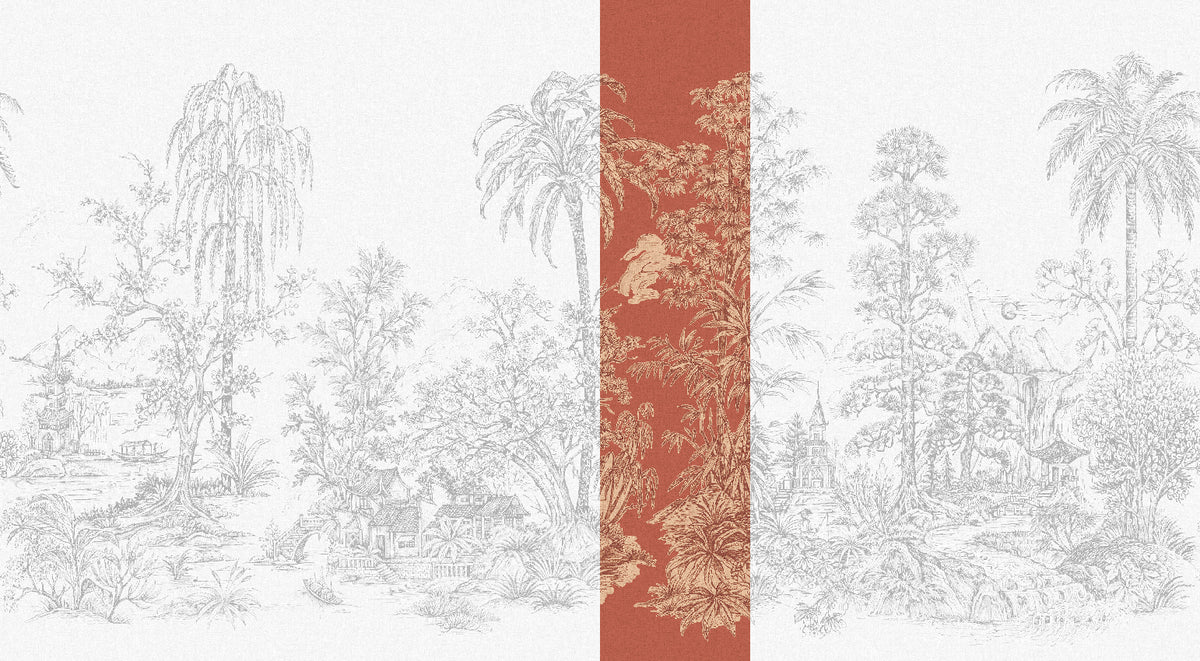 Panoramique Mandalay, coloris Corail — lé 5
