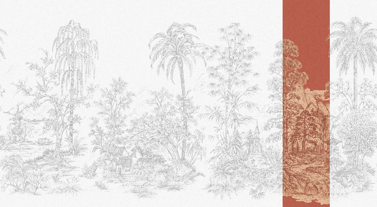 Panoramique Mandalay, coloris Corail — lé 7