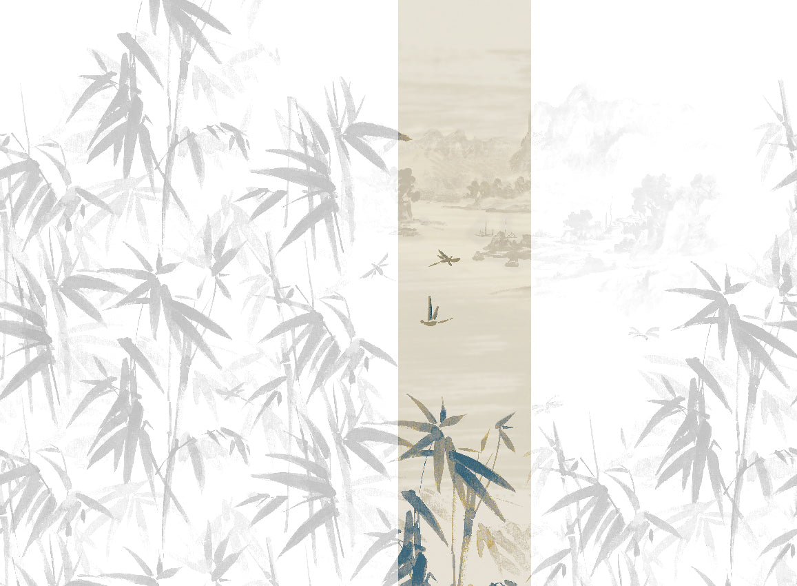 Panoramique Ine, coloris Or et bleu — lé 4