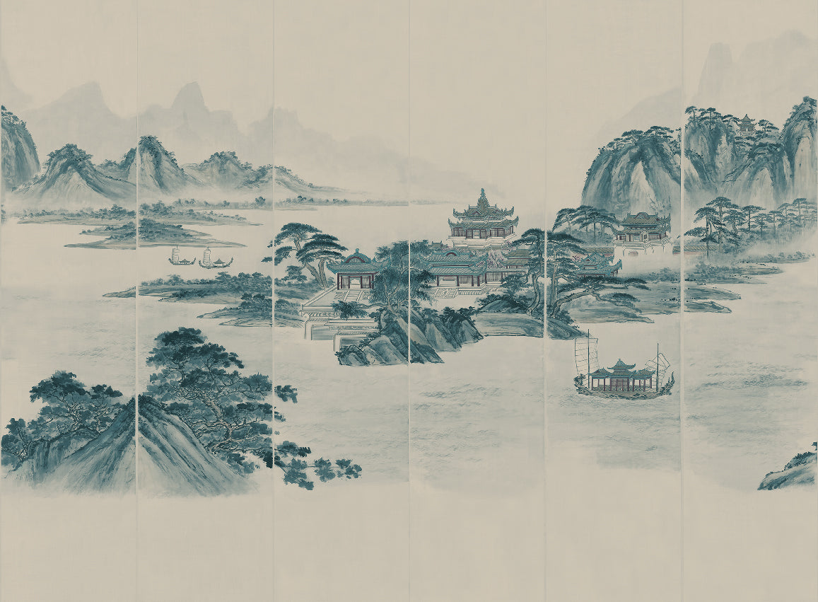 Panoramique Kaisui, coloris Bleu — décor complet