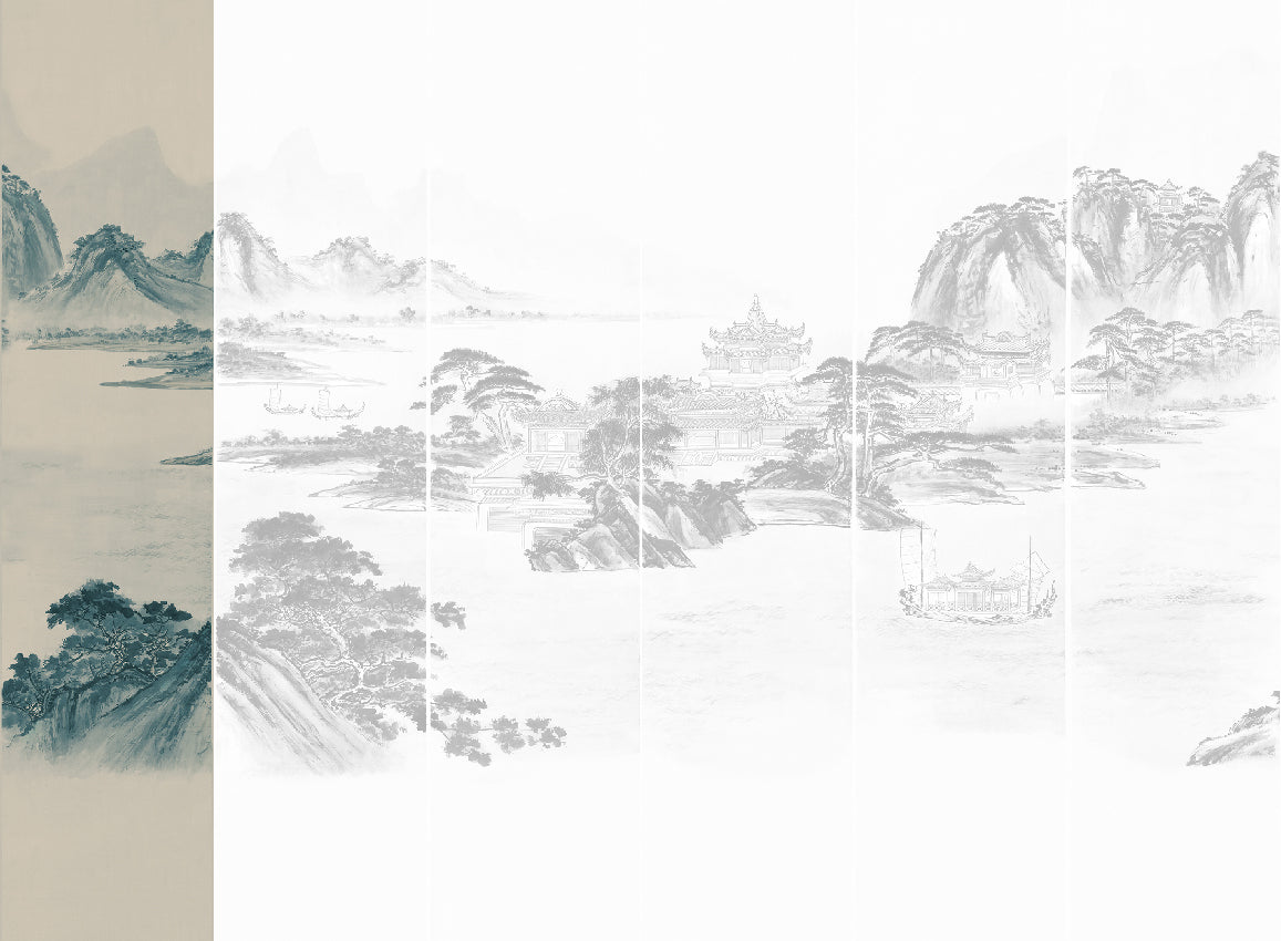 Panoramique Kaisui, coloris Bleu — lé 1
