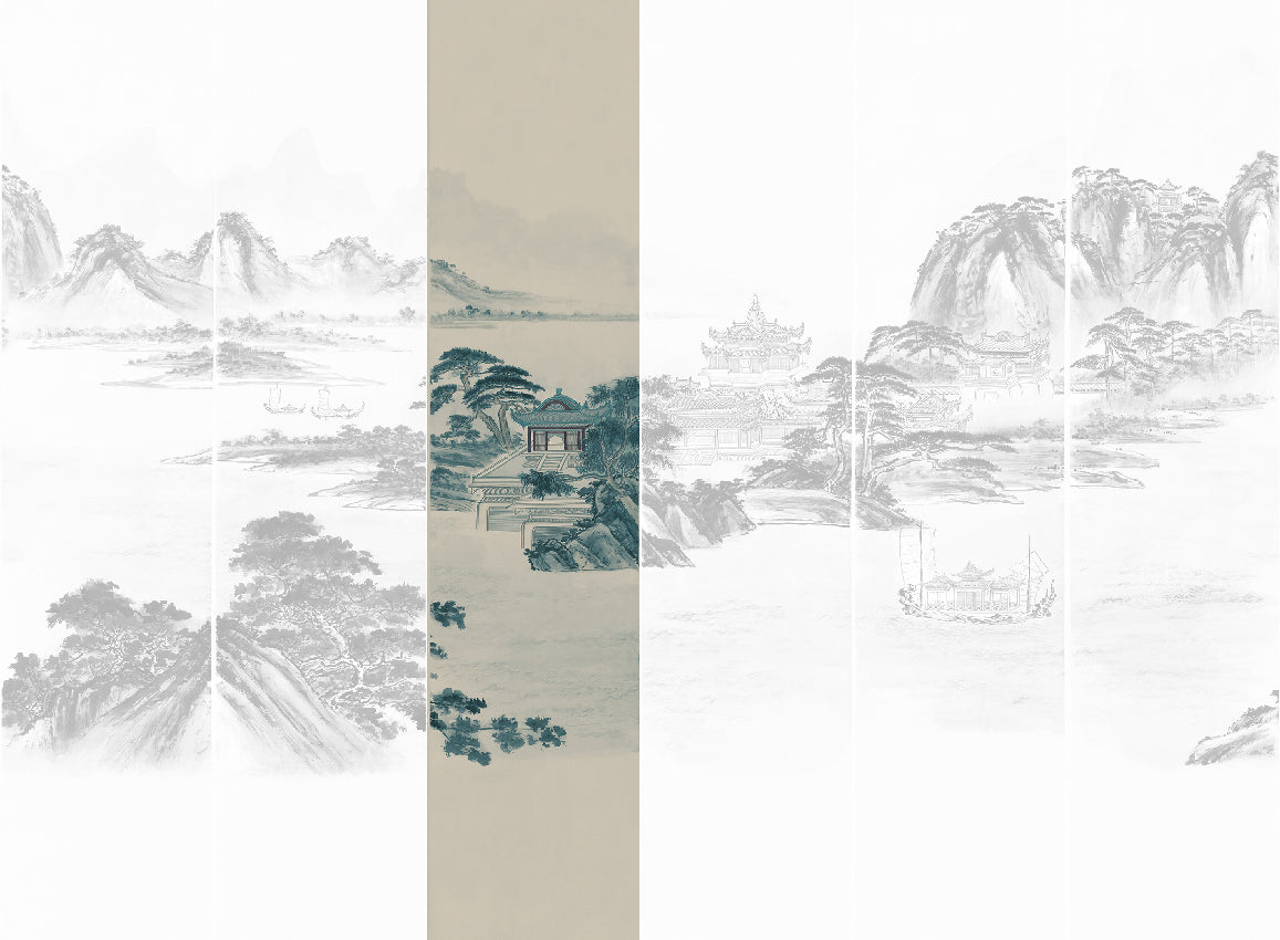 Panoramique Kaisui, coloris Bleu — lé 3