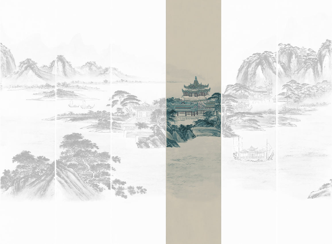 Panoramique Kaisui, coloris Bleu — lé 4