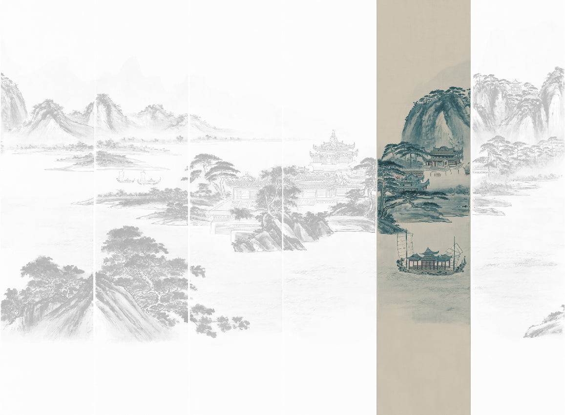 Panoramique Kaisui, coloris Bleu — lé 5