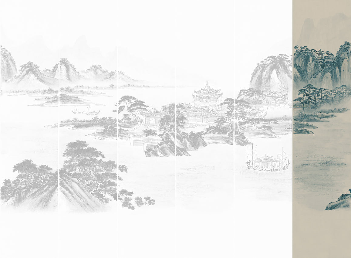 Panoramique Kaisui, coloris Bleu — lé 6