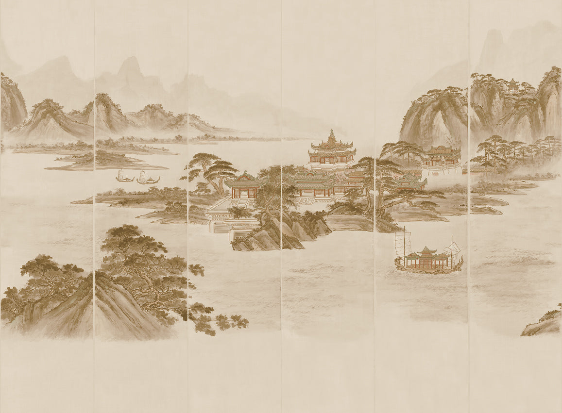 Panoramique Kaisui, coloris Sépia — décor complet