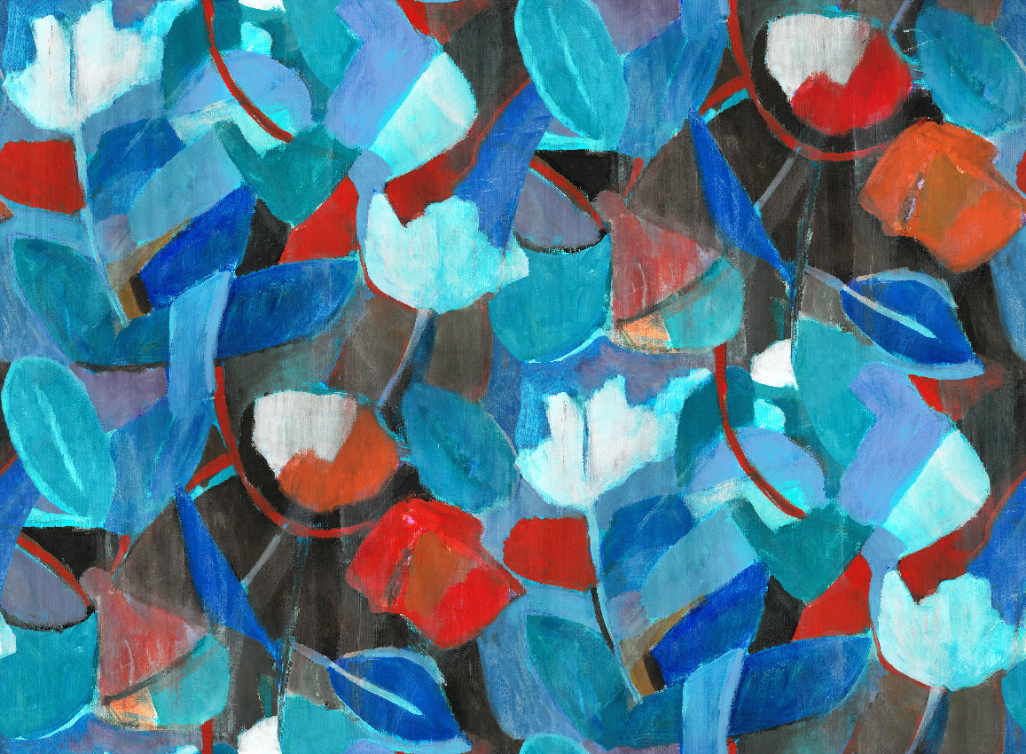 Panoramique Siwa, coloris Bleu et rouge — décor complet