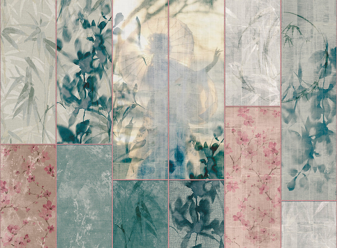 Panoramique Sumi, coloris Bleu canard — décor complet