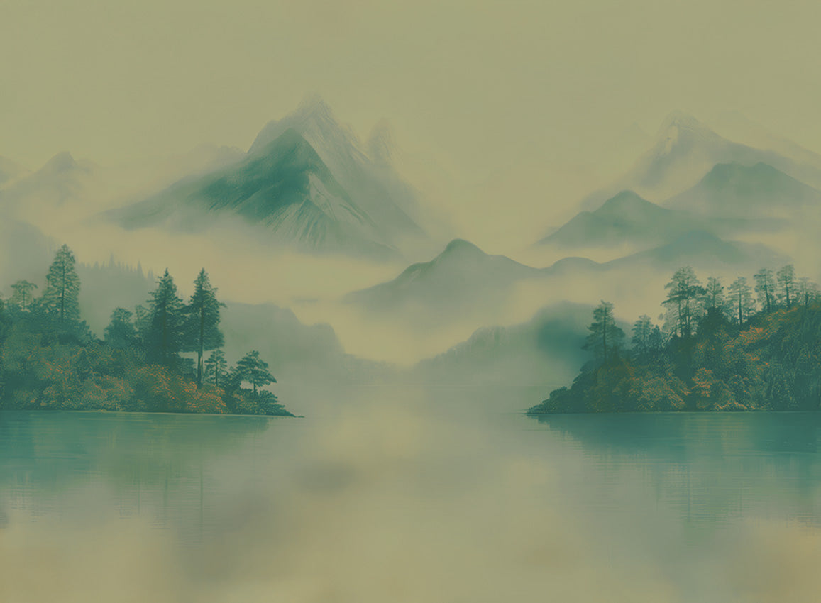 Panoramique Huangshan, coloris Vert — décor complet