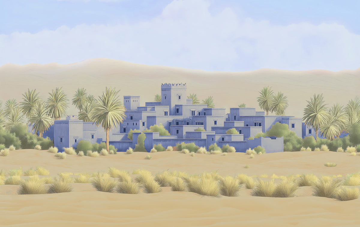 Panoramique Todra, coloris Bleu clair — décor complet